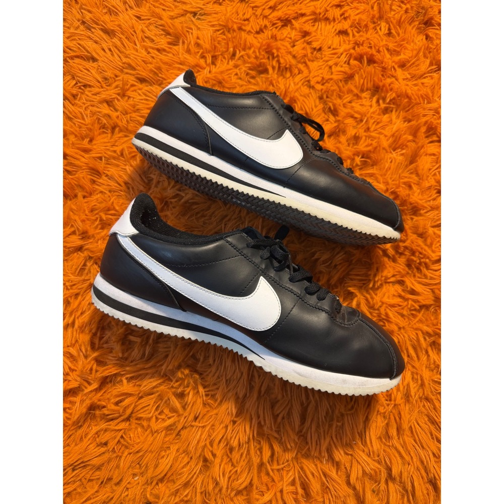 Nike Cortez Basic Black White Leather Sneakers 819719-012 Mens Size 12